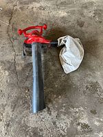 Full view of Toro Ultra Blower Vac with long nozzle and attached collection bag