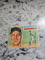 Front of 1956 Topps Fred Marsh card showing portrait and action scene