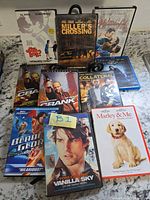 Front view of all DVD cases displayed