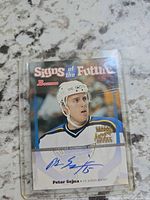 Front of autographed Peter Sejna Bowman Signs of the Future card in sleeve