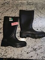 full view of both boots side profile on countertop