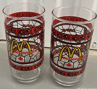 Front view of both McDonald’s Coca-Cola glasses showing graphics