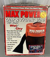 Retail box showing product details and specifications