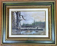 Framed oil landscape front view
