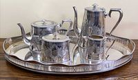 Full tea and coffee set displayed on tray