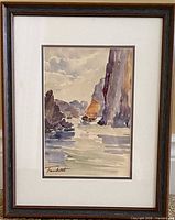 Full view of framed watercolour painting