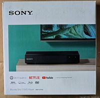Front of Sony BDP-S3700 retail box showing product image and branding