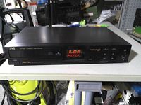 Front view of JVC XL-V228BK CD player showing display and controls