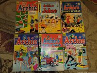 Front covers of six Archie comic books laid out in two rows