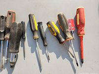 Left section close-up showing various Stanley and Mastercraft handles