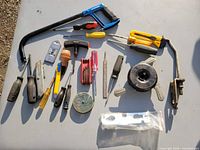 Overall view of all hand tools laid out