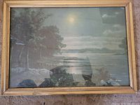 front view of framed landscape print