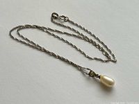 Necklace coiled showing chain texture, clasp, pendant