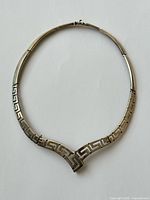 Front view of sterling Greek key choker necklace