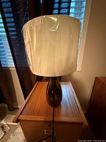 Full view of the lamp showing base, shade, and cord