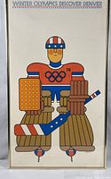 Full view of framed poster showing hockey goalie illustration and top text