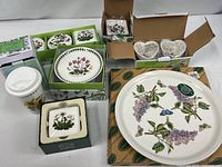 Group shot of boxed and unboxed Botanic Garden items