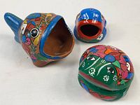 All three Tonala ceramic animal figures grouped