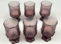 Six amethyst goblets front view