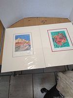 Both matted artworks side by side in protective wrap