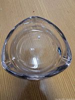 Top view showing triangular shape and clarity of glass