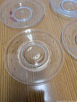 Top view of Cornflower pattern sherbet plates showing etched design