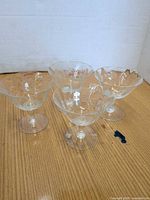 Four Cornflower pattern low sherbet glasses