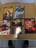 Group shot of all DVD cases laid out