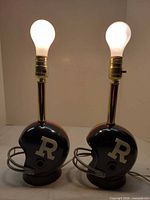 Front view of both helmet lamps with bulbs installed