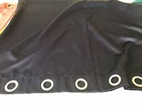 Navy blue curtain panel showing grommet edge
