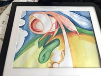 Full view of framed watercolor showing frame and artwork