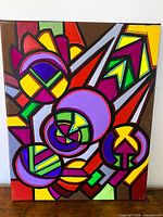 Front view of abstract oil painting on canvas