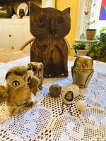 All owl items grouped on table