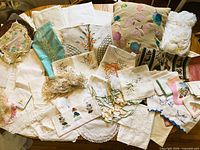 Entire assortment of linens spread on table