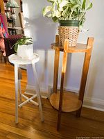 Two plant stands side by side showing scale and materials