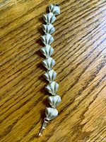 Full view of shell link bracelet with clasp