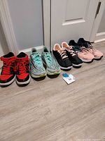 All four pairs lined up on floor