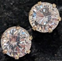Close-up of both cubic zirconia stud fronts