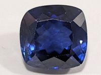 Top view of cushion-cut blue created sapphire