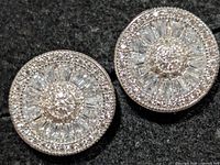 Front view of both circular CZ earrings showing stone arrangement