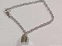 Entire bracelet laid flat showing chain and charm