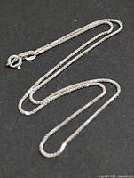 Full view of silver box chain laid out