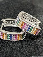 front view of both earrings showing multicolour CZ rows