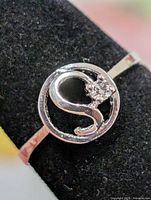 Front view of ring showing S motif and stones
