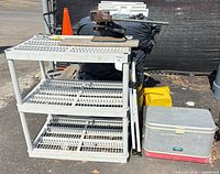 All items group view – rack, metal cutter on top, cooler, step stool