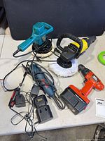 Group shot of all power tools on table
