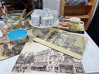 All items grouped on tabletop for overview