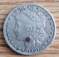 Obverse showing 1901 date, Liberty portrait, E Pluribus Unum legend, visible wear and tarnish spot