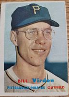 Front of 1957 Topps Bill Virdon card showing player image and text