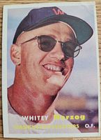 Front of 1957 Topps Whitey Herzog card